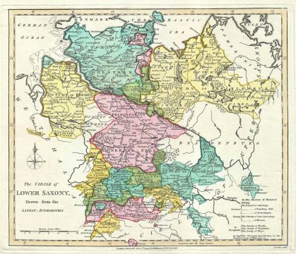 1793 Wilkinson Map of Lower Saxony, Germany