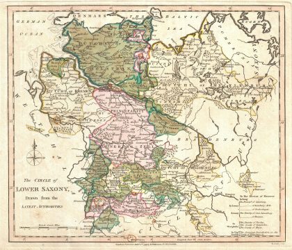 1794 Wilkinson Map of  Lower Saxony, Germany