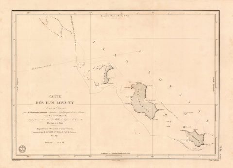 1840 Vincendon-Dumoulin Nautical Map of the Loyalty Islands