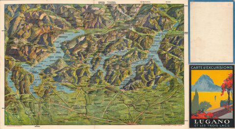 1930 Trub Map of Lakes Maggiore, Lugano, and Como, Switzerland, Italy