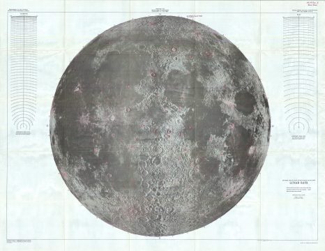 1961 U.S.G.S. Lunar Ray Map of the Moon (wall map) - landmark Lunar map!