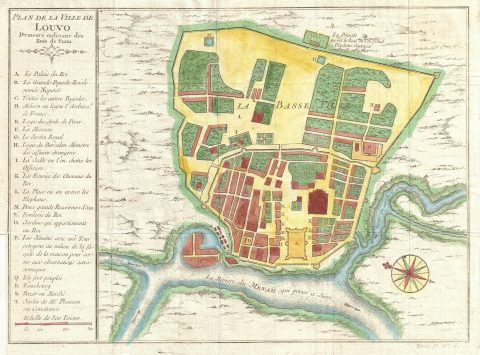 1749 Bellin Map of Lopburi (Louvo), Thailand