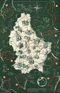 1935 Union des Villes Pictorial Map of Luxembourg