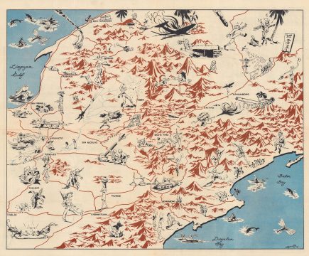 1945 Bennett Pictorial Map of Luzon, Philippines