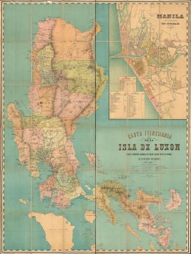 1882 Olleros Map of Luzon and Manila, Philippines