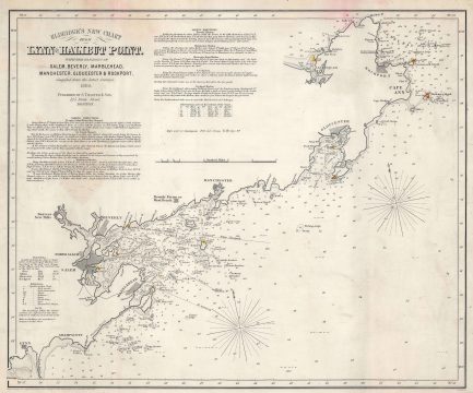 1880 Eldridge Nautical Chart of Cape Ann and Marblehead, Massachusetts