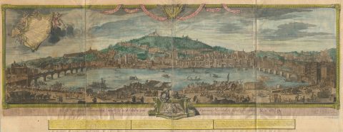 1720 Cleric and Poilly View of Lyon France (19th century restrike)