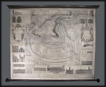 1740 Gregoire Wall Map of Lyon, France