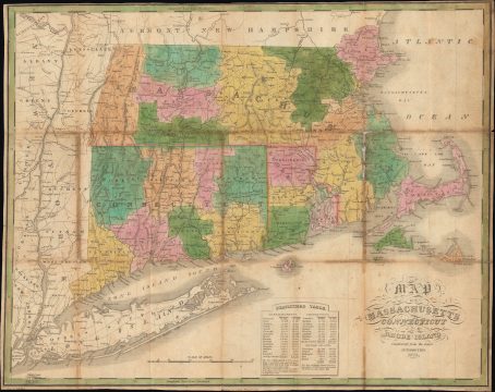 1825 Finley Folding Map of Massachusetts, Connecticut, and Rhode Island
