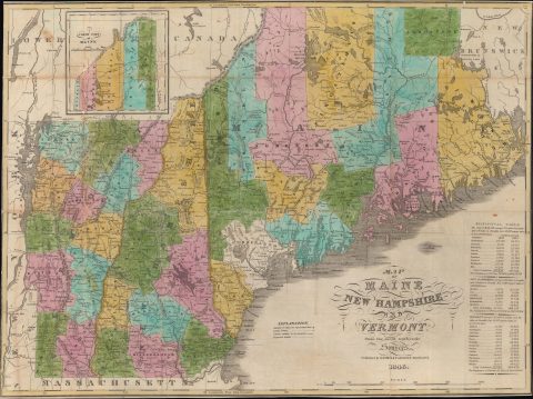 1845 Brown and Parsons Map of Maine, New Hampshire, and Vermont
