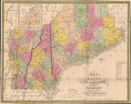 1852 Mitchell / Cowperthwait Pocket Map of Maine, New Hampshire, and Vermont