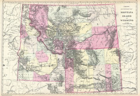 1884 Bradley Map of Montana, Wyoming and Idaho
