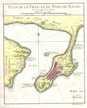 1750 Bellin Map of Macao Hong Kong China