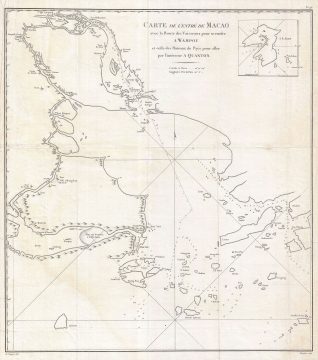 1808 Guignes Nautical Chart or Map of Macau, Hong Kong, and Canton (Guangzhou)