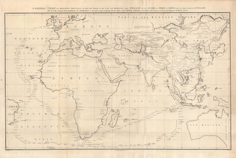 1796 Barrow Nautical Map of the Macartney Embassy to China