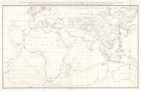 1796 Barrow Nautical Map Showing the Tracks of the Macartney Embassy to China