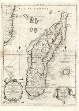 1697 Coronelli Map of Madagascar and part of Southern Africa