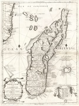 1697 Coronelli Map of Madagascar and part of Southern Africa