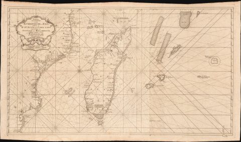 1753 Van Keulen 'Secret Atlas' Map of East Africa, Madagascar, and Mauritius