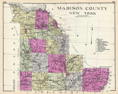 1912 Century Map of Madison County, New York