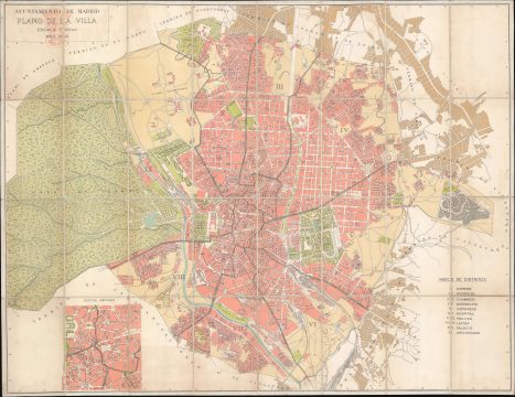 1945 Madrid City Council City Map or Plan of Madrid, Spain