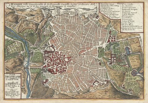 1700 De Fer Map or Plan of Madrid, Spain
