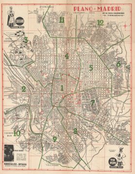 1950 El Firmamento City Map or Plan of Madrid, Spain