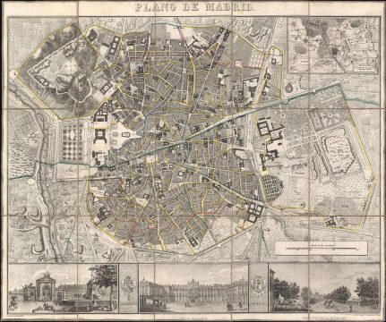 1846 Lopez City Map or Plan of Madrid, Spain