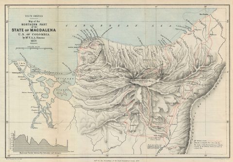 1879 Johnston Map of Magdalena, Colombia, South America