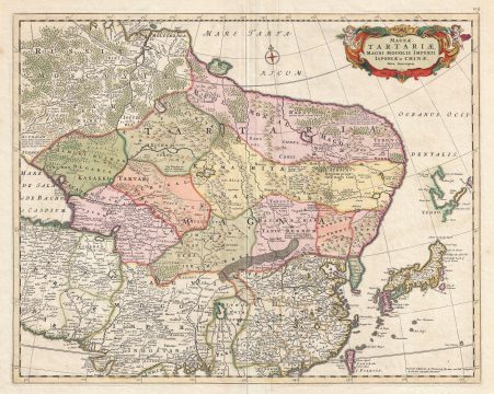 1680 De Wit Map of Central and Northeastern Asia: China, Tartary, Korea, Japan