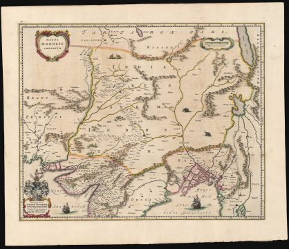 1640 Blaeu Map of Northern India, Nepal, and Pakistan