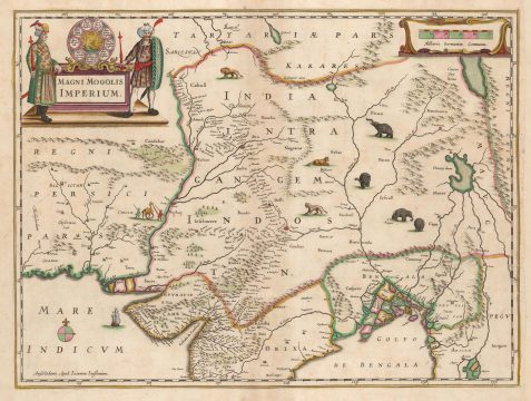 1641 Jansson Map of Northern India, Nepal, and Pakistan