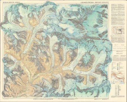 1957 German Alpine Club Map of Mount Everest
