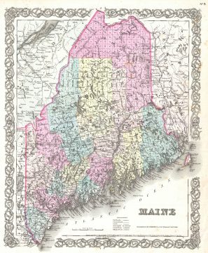 1855 Colton Map of Maine