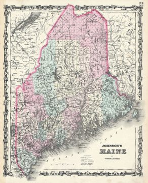 1861 Johnson Map of Maine