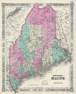 1864 Johnson Map of Maine