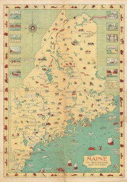 1935 Linscott Pictorial Map of Maine