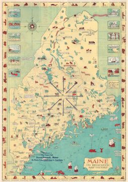 1935 Linscott Pictorial Map of Maine