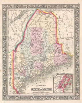 1861 Mitchell Map of Maine