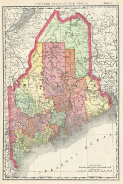1888 Rand McNally Map of Maine, United States