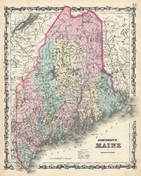 1861 Johnson Map of Maine