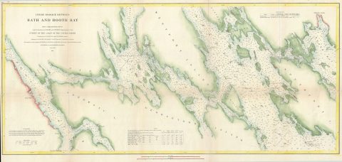 1867 U. S. Coast Survey Map or Chart of Bath and Boothbay, Maine