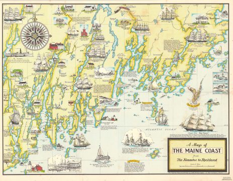 1960 Lepper Pictorial Map of the Maine Coast