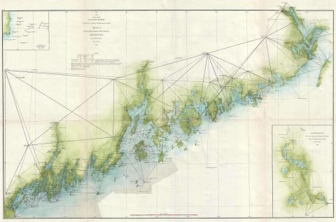 1871 U.S. Coast Survey Nautical Chart of the Coast of Maine
