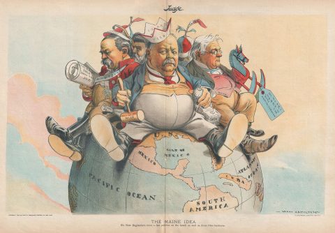 1899 Hamilton Political Cartoon Lampooning Isolationist New England Congressmen