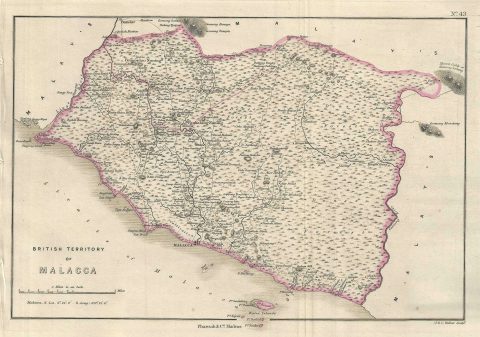 1854 Pharoah Map of the Malacca, Malaysia