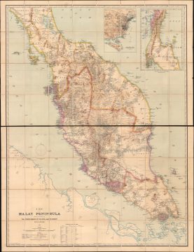 1898 Cuylenburg / Stanford Map of Malaya Peninsula: Malaysia, Singapore, Siam