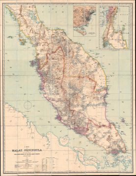 1898 Cuylenburg / Stanford Map of Malaya Peninsula: Malaysia, Singapore, Siam