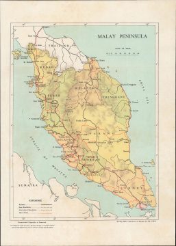 1955 Survey Department Map of Malay Peninsula, Malaysia, Singapore