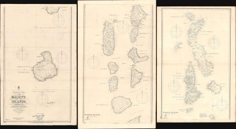 1904 Moresby / British Admiralty Chart / Map of the Maldives